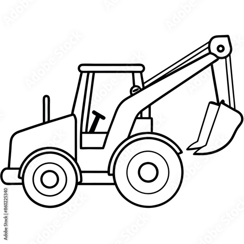 Building transportation al lineart set. Excavator tractor grader tipper. collection of line art.
