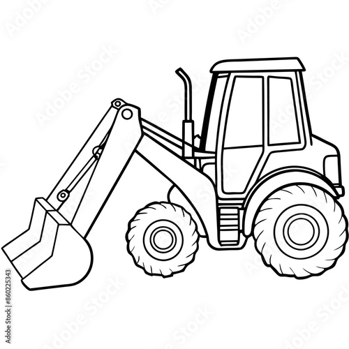 Building transportation al lineart set. Excavator tractor grader tipper. collection of line art.
