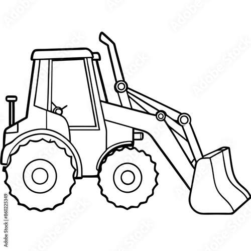 Building transportation al lineart set. Excavator tractor grader tipper. collection of line art.
