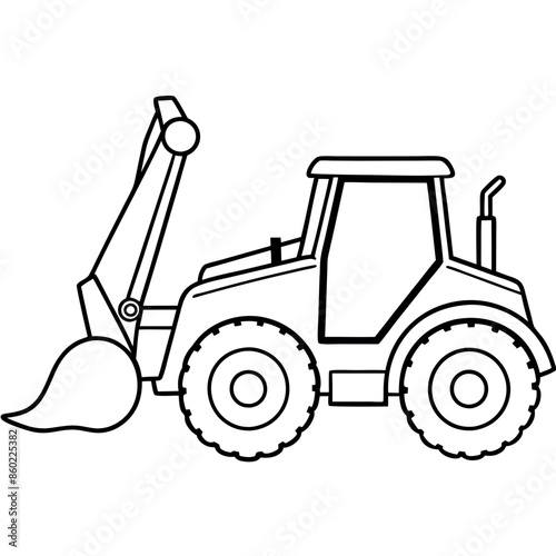 Building transportation al lineart set. Excavator tractor grader tipper. collection of line art.
