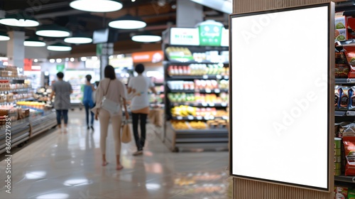 Blank advertising mockup for supermarket promotions.