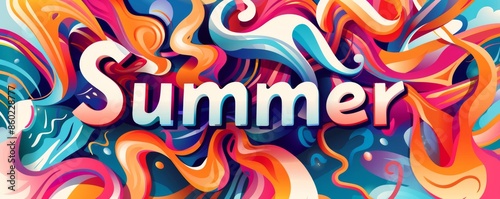 Vibrant retro summer poster with colorful abstract design