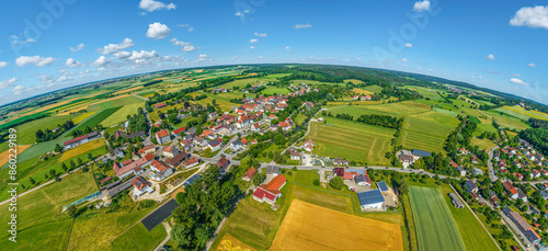 Ausblick auf die Ortschaft Ballmertshofen nahe Dischingen im schwäbischen Egautal photo