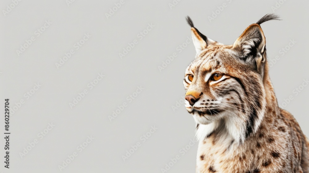 Obraz premium Close-up of lynx with detailed fur patterns, looking to right