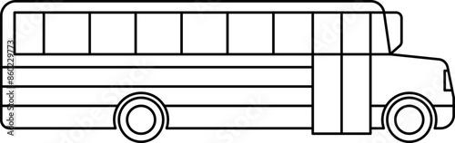 Bus Thin Line Outline Icon. Transportation symbol. Bus side view. School Bus, City transport. Double decker, intercity, Bus tour transport line icon. Transportation vehicle sign. Vector illustration.