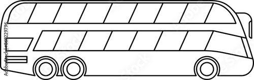 Bus Thin Line Outline Icon. Transportation symbol. Bus side view. School Bus, City transport. Double decker, intercity, Bus tour transport line icon. Transportation vehicle sign. Vector illustration.