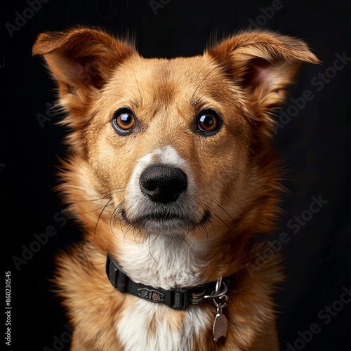 a dog portrait with a dog collar