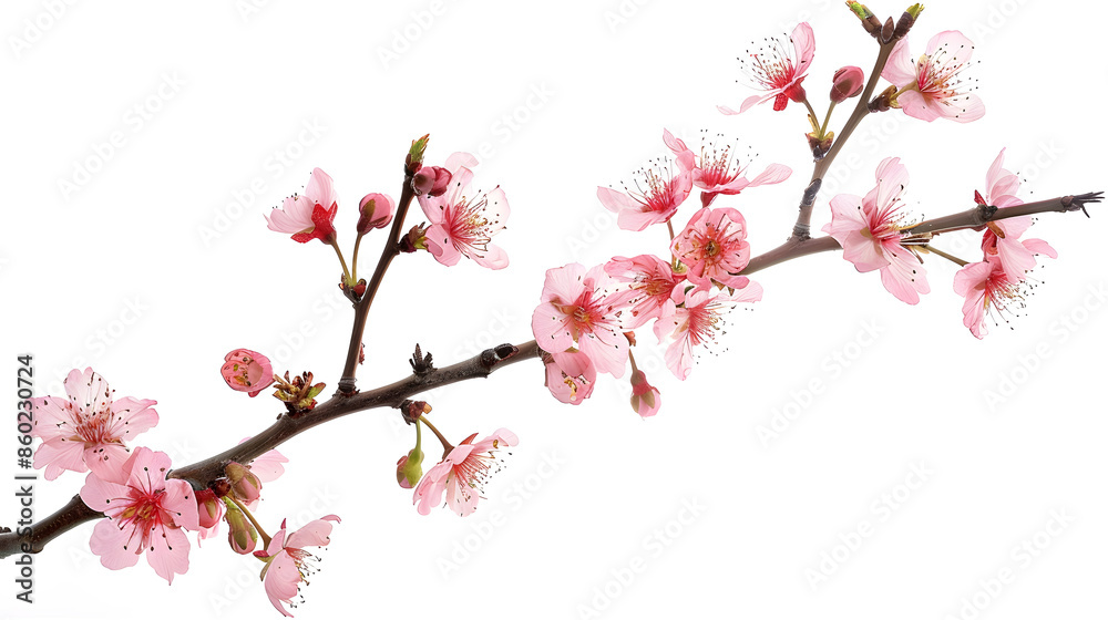 Beautiful Cherry blossom flower in blooming with branch isolated on white background for spring season : Generative AI Beautiful Cherry blossom flower in blooming with branch isolated on white background for spring season : Generative AI