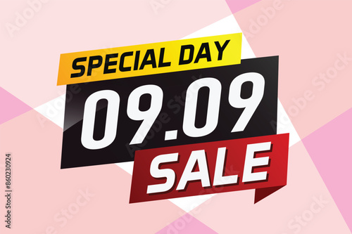 9.9 Special day sale word concept vector illustration with ribbon and 3d style for use landing page, template, ui, web, mobile app, poster, banner, flyer, background, gift card, coupon

