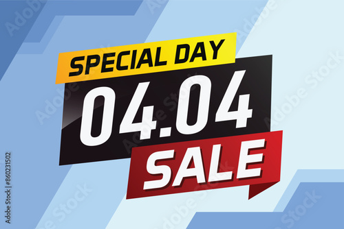 4.4 Special day sale word concept vector illustration with ribbon and 3d style for use landing page, template, ui, web, mobile app, poster, banner, flyer, background, gift card, coupon

