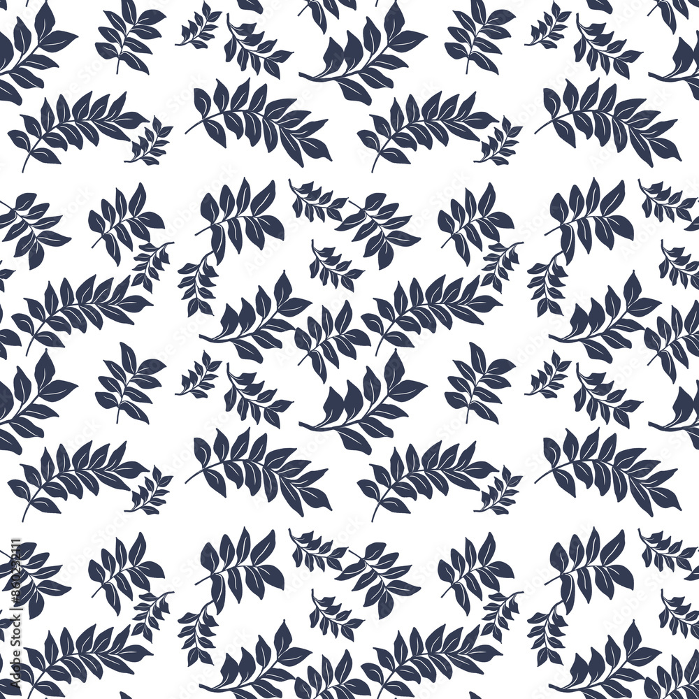 Seamless pattern blue  leaves design  wallpaper  tablecloth texture 