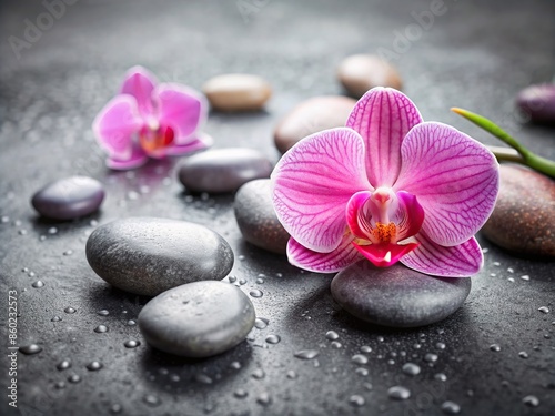 zen stones with orchid generative ai