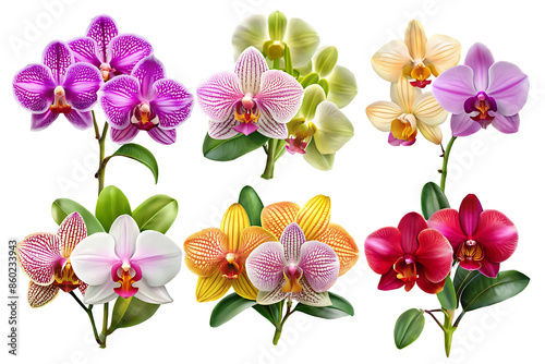 Orchid Flower Set on Transparent Background