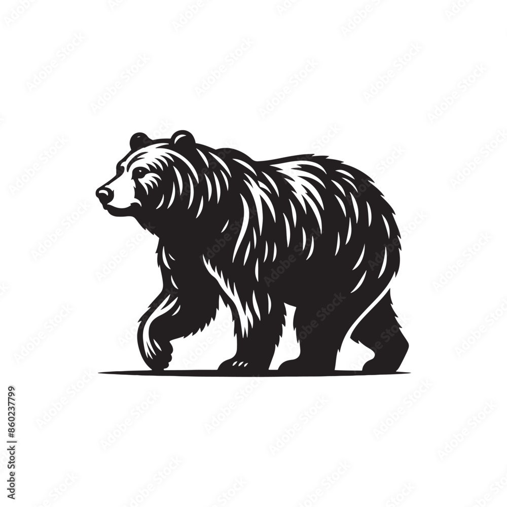 Fototapeta premium Contemporary bear silhouette for diverse design - bear illustration - minimallest bear vector 