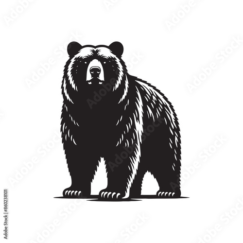 Detailed bear silhouette for versatile design - wildlife silhouette - bear black vector
