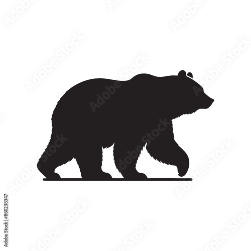 Detailed bear silhouette for digital media - bear illustration - minimallest bear vector
