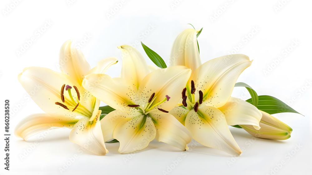 lily flowers isolated on white background : Generative AI lily flowers isolated on white background : Generative AI