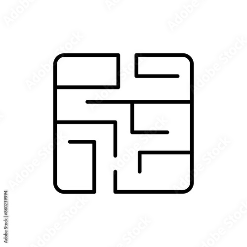 Maze outline icons, minimalist vector illustration ,simple transparent graphic element .Isolated on white background