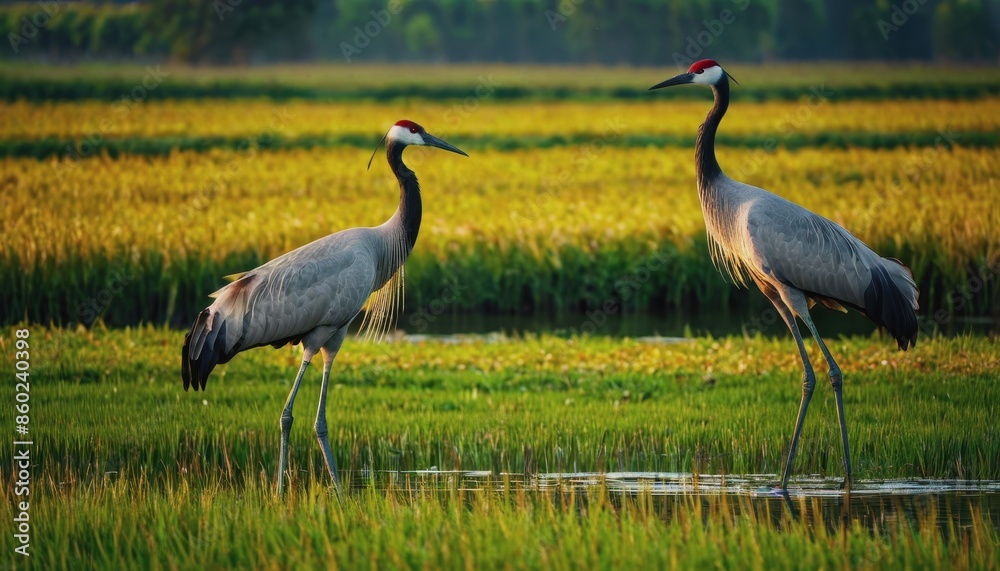 Fototapeta premium World Crane Day. a crane in the wild. wild birds, beautiful crane