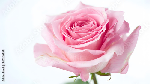 beautiful pink rose flower isolated on white backgroundway in paths : Generative AI