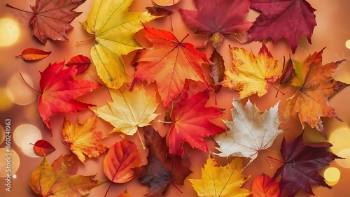 Flat lay pattern with colorful autumn leaves © Kartik