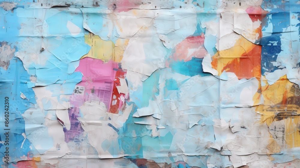 Abstract Wall with Peeling Paint and Torn Posters Abstract Wall with Peeling Paint and Torn Posters