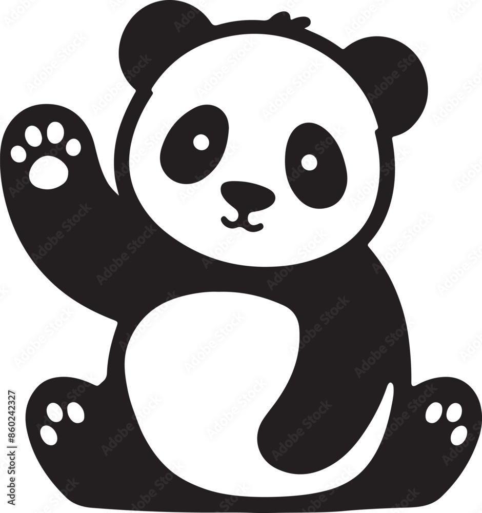 Fototapeta premium Panda silhouette vector illustration.