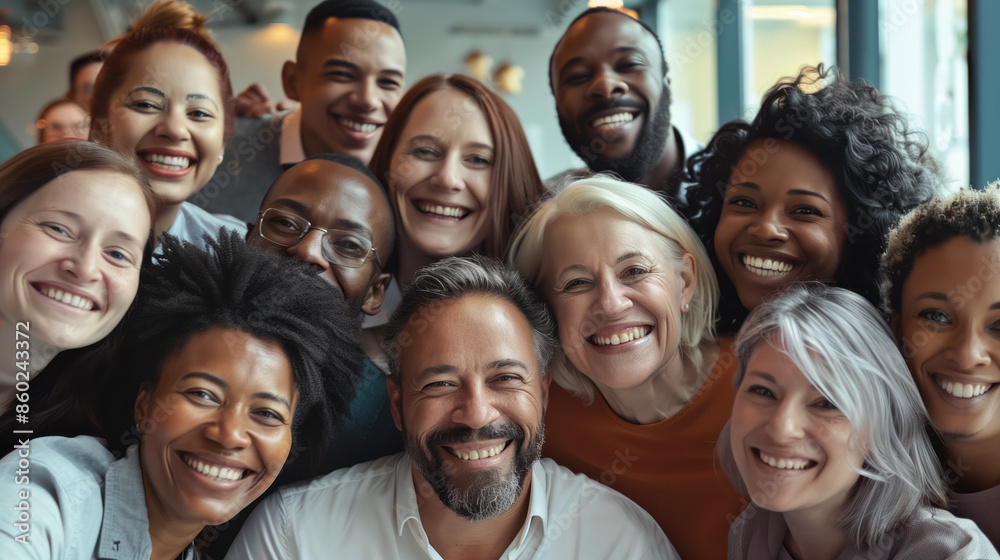 A group portrait of diverse and multiracial business team posing together in a modern office, showcasing unity and collaboration A group portrait of diverse and multiracial business team posing together in a modern office, showcasing unity and collaboration