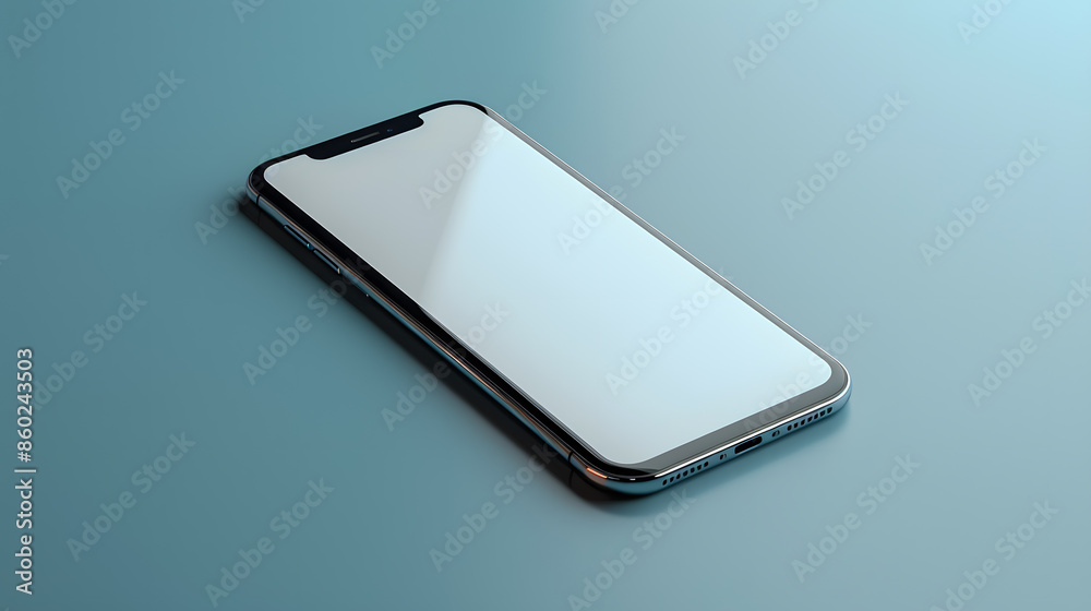 smartphone with blank screen on light blue background smartphone with blank screen on light blue background