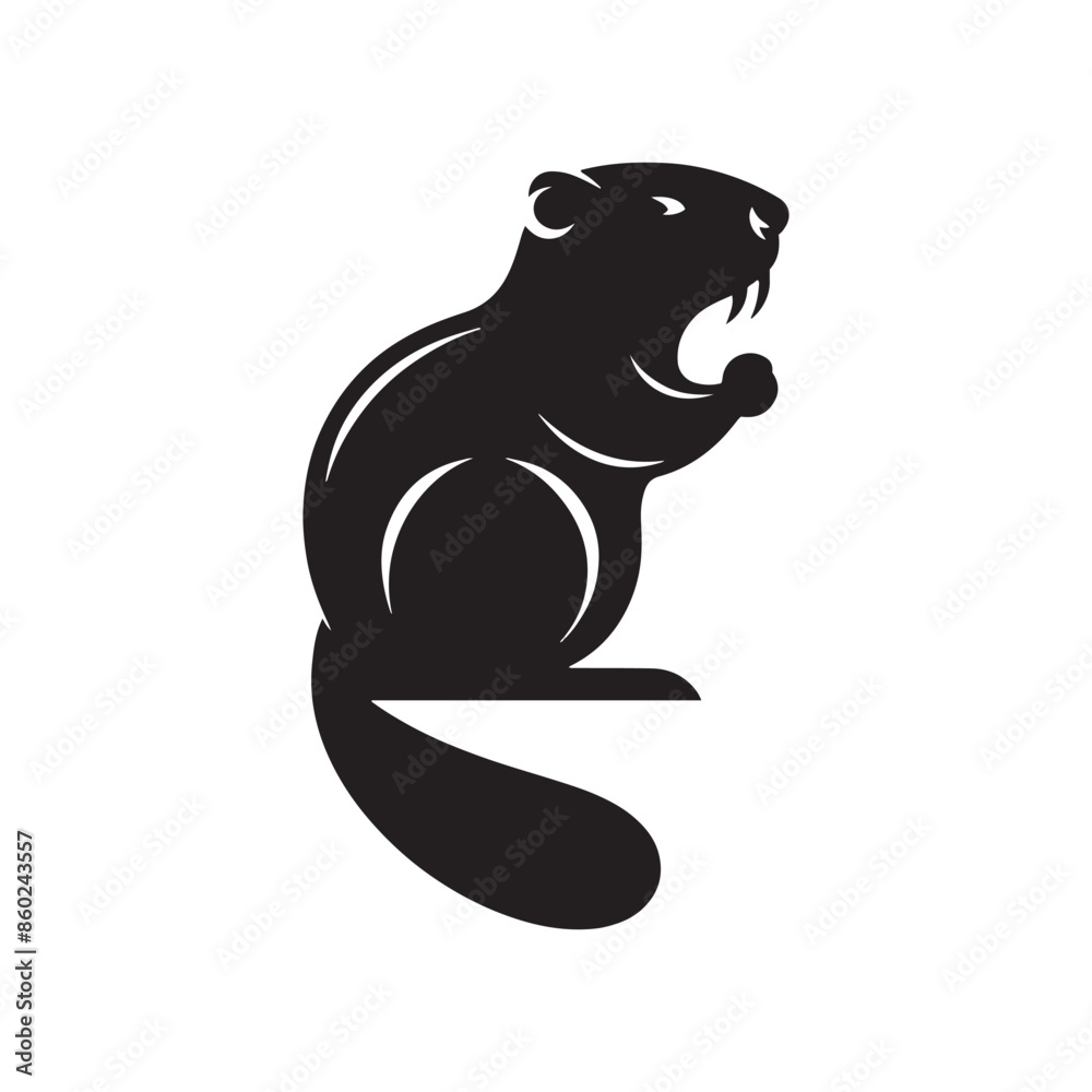 Fototapeta premium Simplified beaver silhouette for versatile art - Beaver black vector 