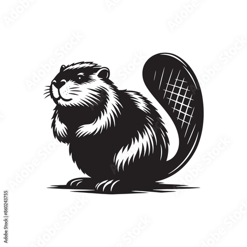 Simple and elegant beaver silhouette artwork - Beaver illustration - minimallest Beaver vector
