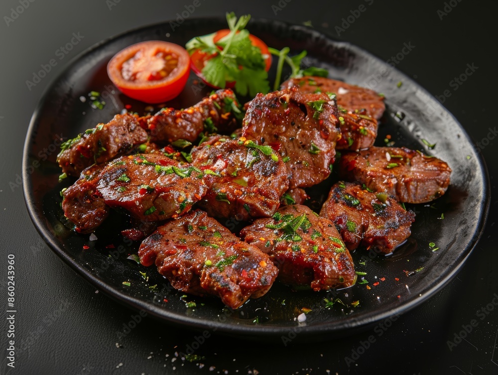 Savory Meat Kebab on a Plate for Kitchen Decor Promotion Generative AI Savory Meat Kebab on a Plate for Kitchen Decor Promotion Generative AI