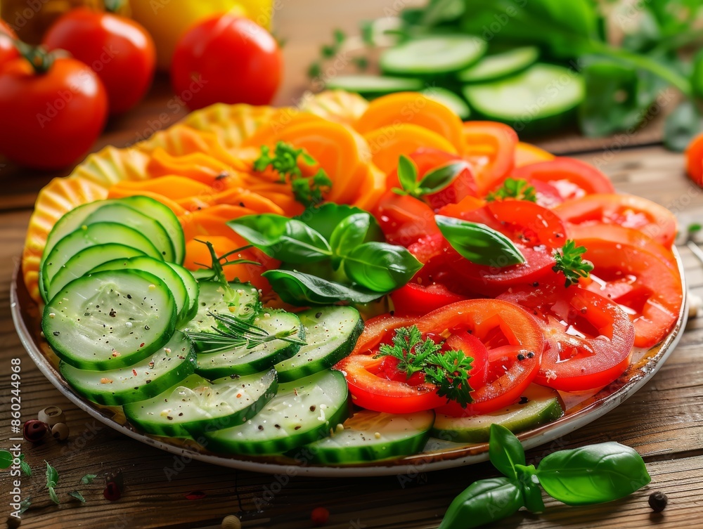 Fresh Vegetables on a Plate for Kitchen Promotion Generative AI Fresh Vegetables on a Plate for Kitchen Promotion Generative AI