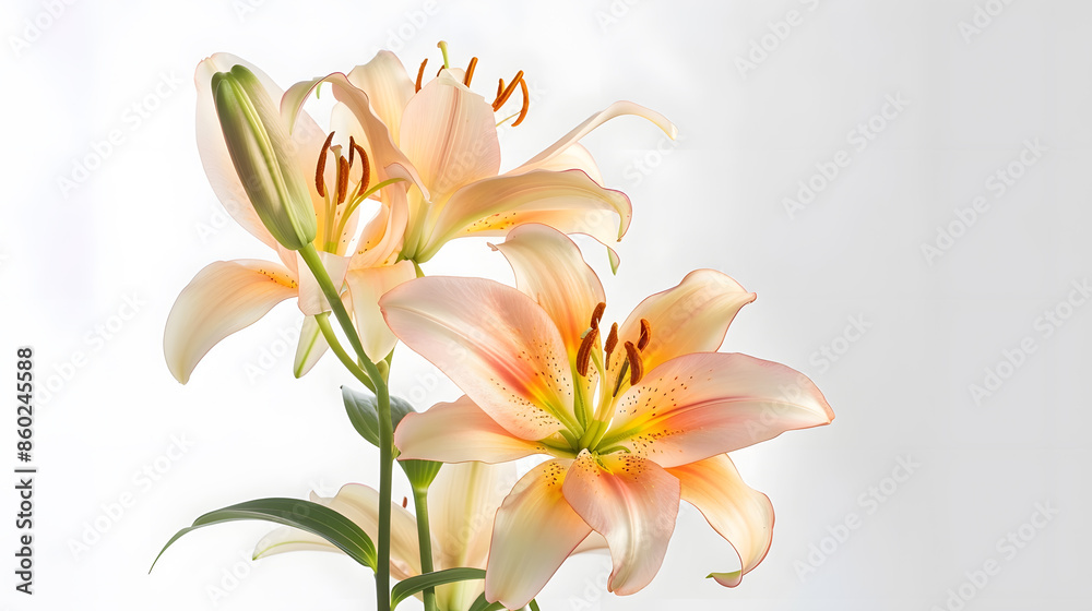 Fototapeta premium lily flowers isolated on white background : Generative AI