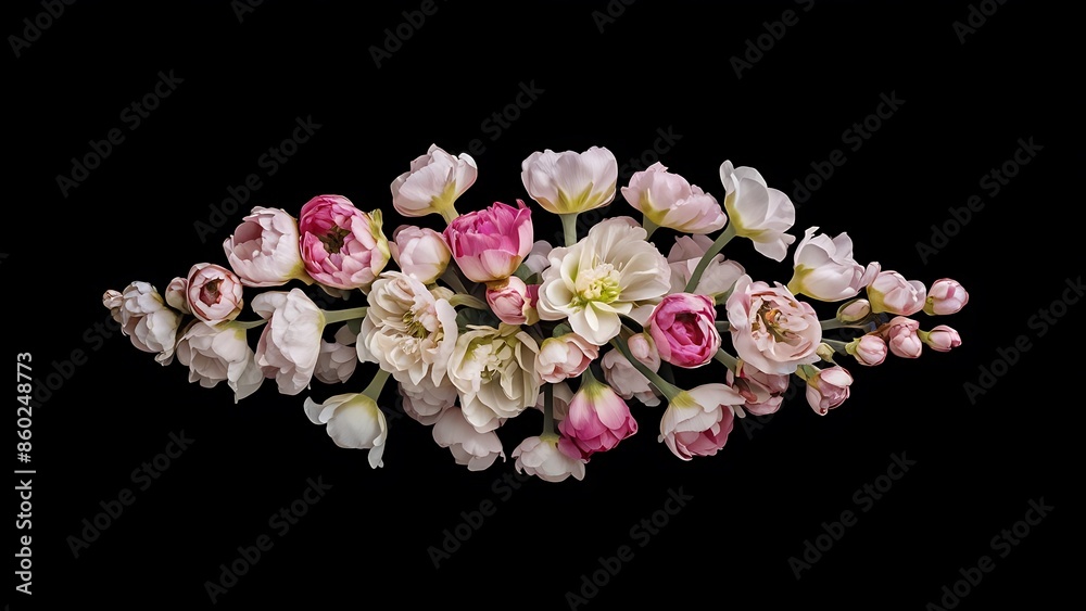 Obraz premium Beautiful elegant blossoming fresh flowers isolated on black