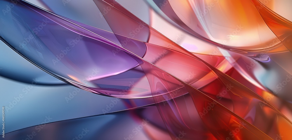 A dynamic 3D rendering of a gradient multilayer glass background, featuring intricate color transitions and reflections, adding a touch of sophistication.
