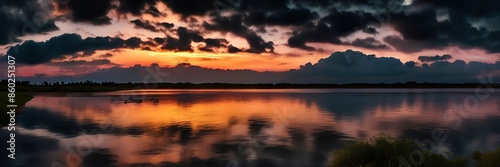 Dark Sunset view with dark clouds background wide background	
