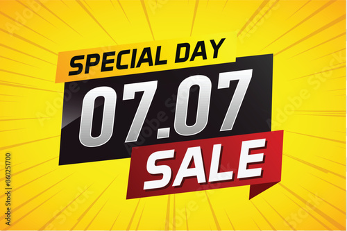 7.7 Special day sale word concept vector illustration with ribbon and 3d style for use landing page, template, ui, web, mobile app, poster, banner, flyer, background, gift card, coupon

