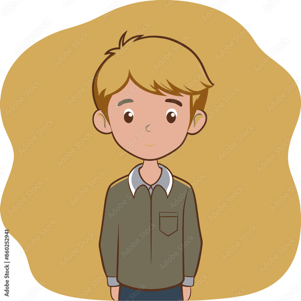 Cartoon Boy with Blond Hair on Beige Background Cartoon Boy with Blond Hair on Beige Background
