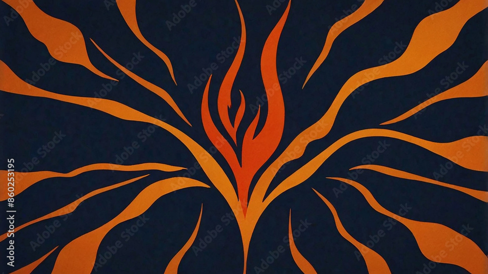 This is a dark blue background with an orange flame-like flower in the center. This is a dark blue background with an orange flame-like flower in the center.