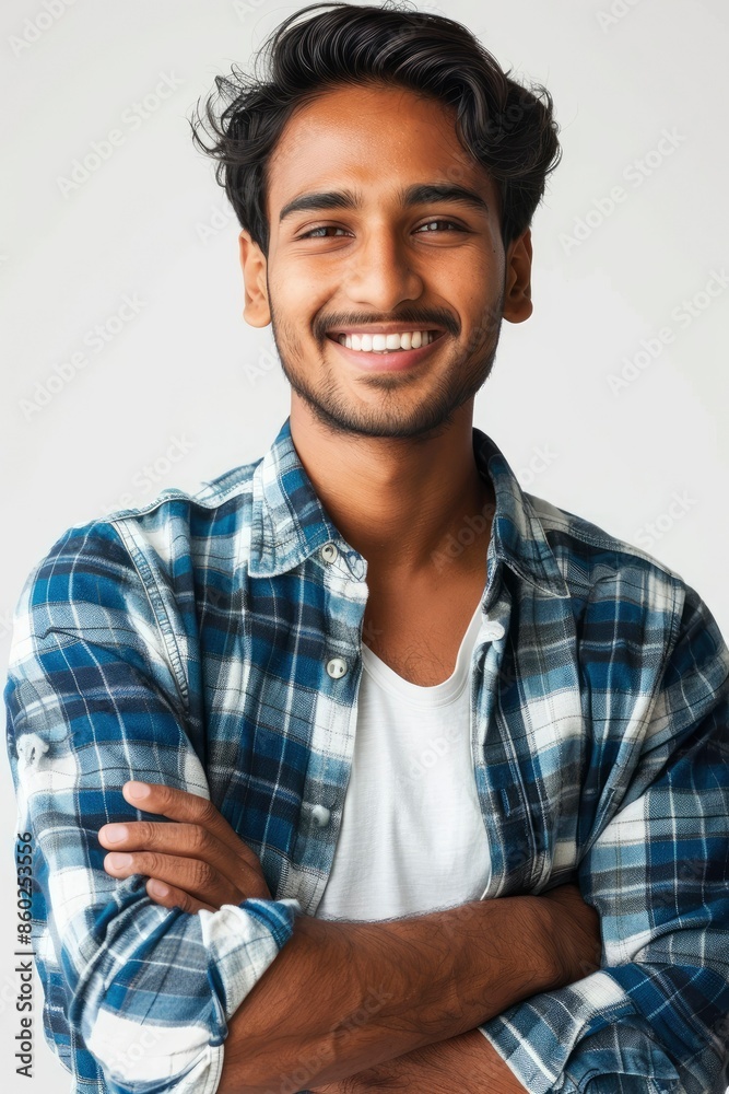 portrait of a happy young indian man isolated on white background - generative ai portrait of a happy young indian man isolated on white background - generative ai