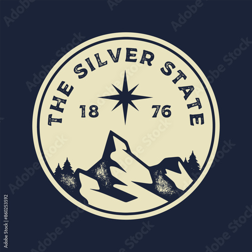 Emblem vintage sticker patch logo illustration of Nevada. The Silver state