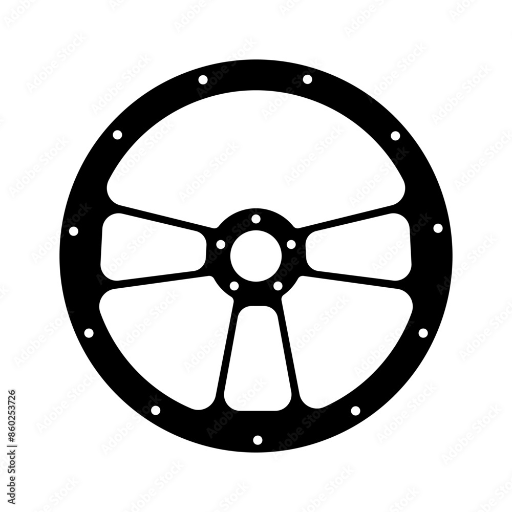 Obraz premium Racing car Steering Wheel silhouette. Car automobile accessories icon logo vector illustration
