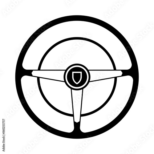 Racing vintage car Steering Wheel silhouette. Car automobile accessories icon logo vector illustration
