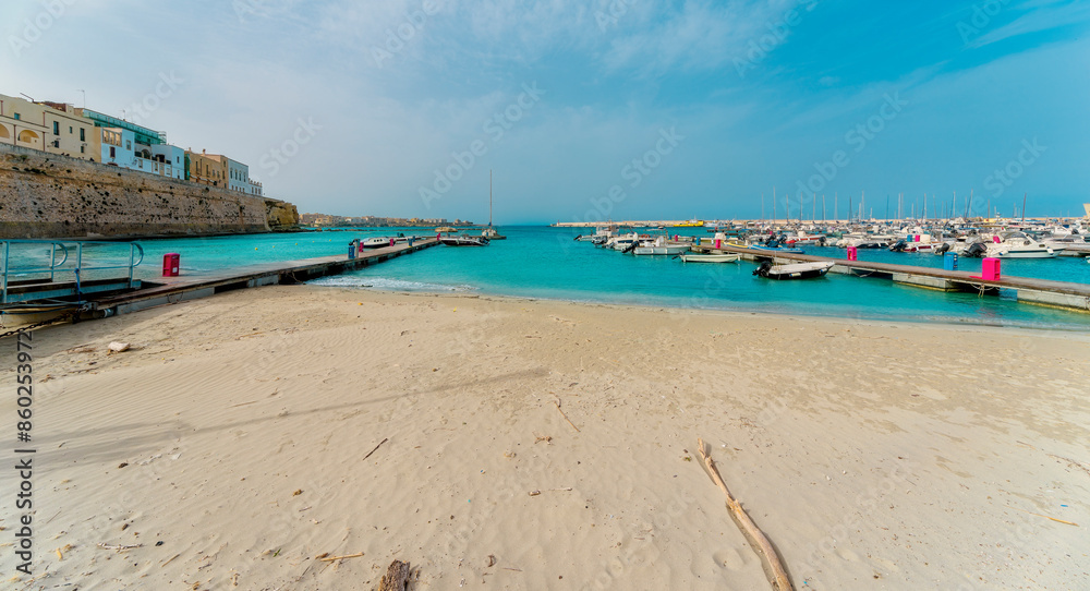 Obraz premium view from the beach, Otranto, Apulia, Italia, Europe, March 2024
