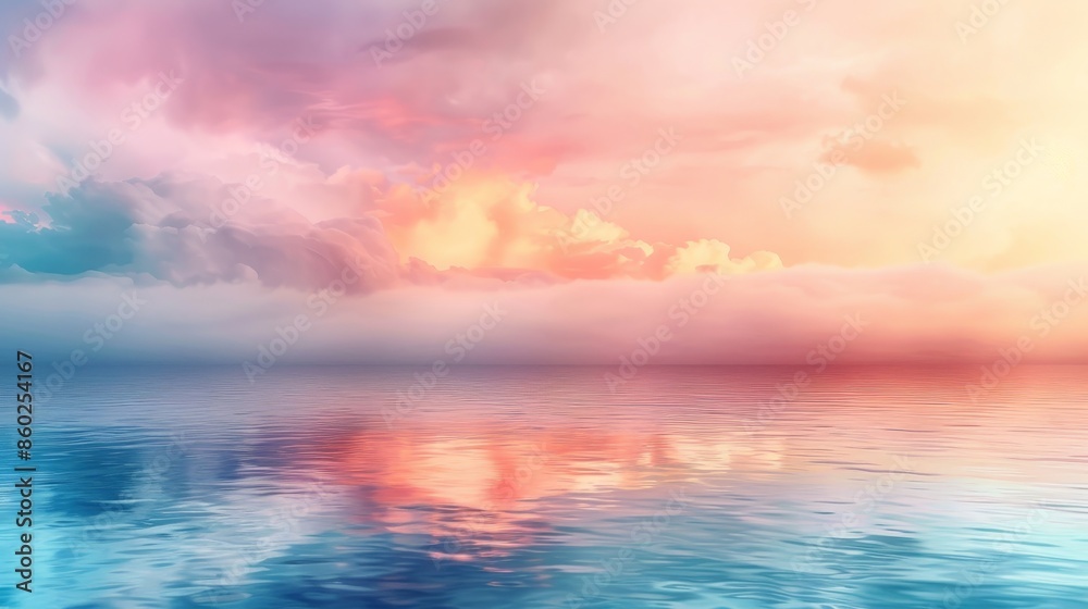 A serene landscape with a blurred background of soft fluffy pastel colors A serene landscape with a blurred background of soft fluffy pastel colors