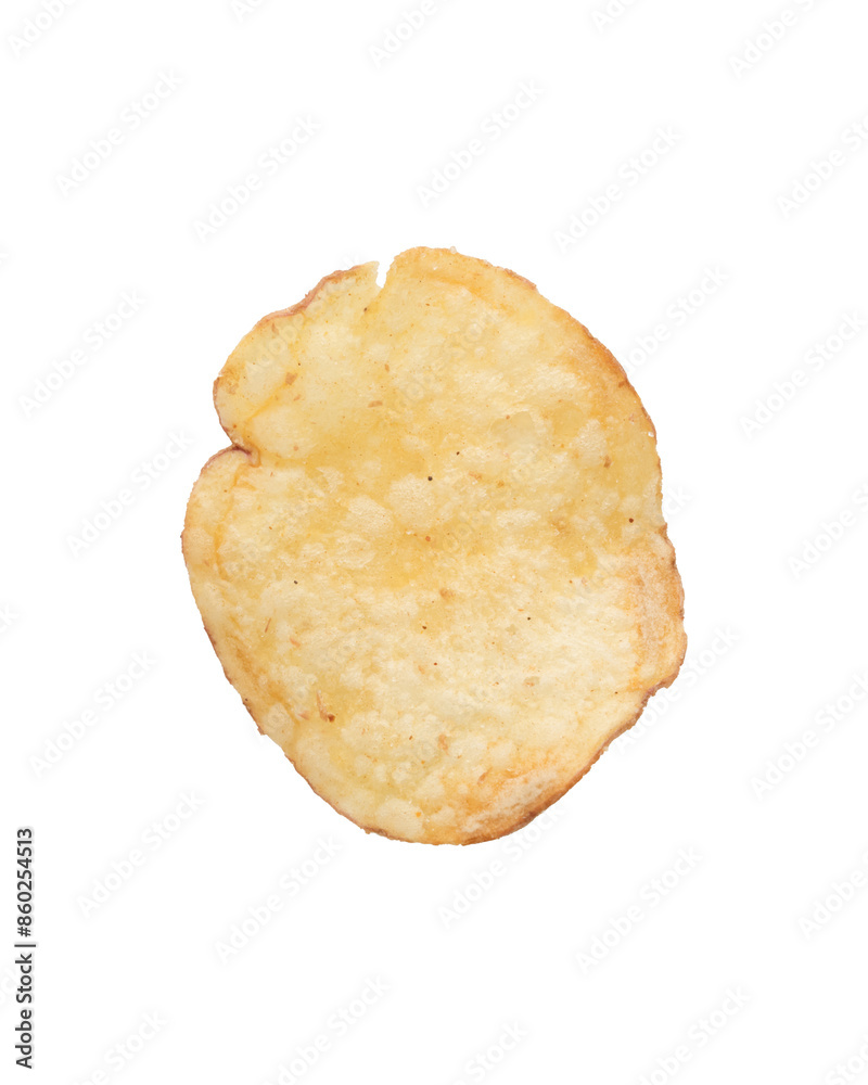 Organic potato chip from above isolated on white Organic potato chip from above isolated on white