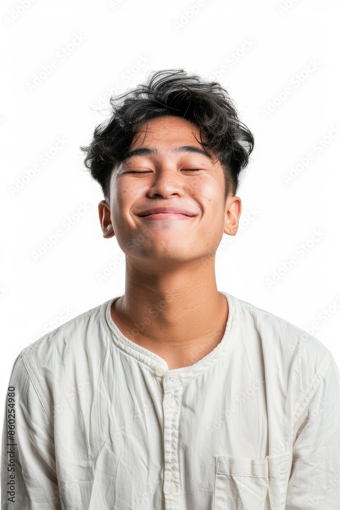portrait of a happy young Asian man isolated on white background - generative ai portrait of a happy young Asian man isolated on white background - generative ai