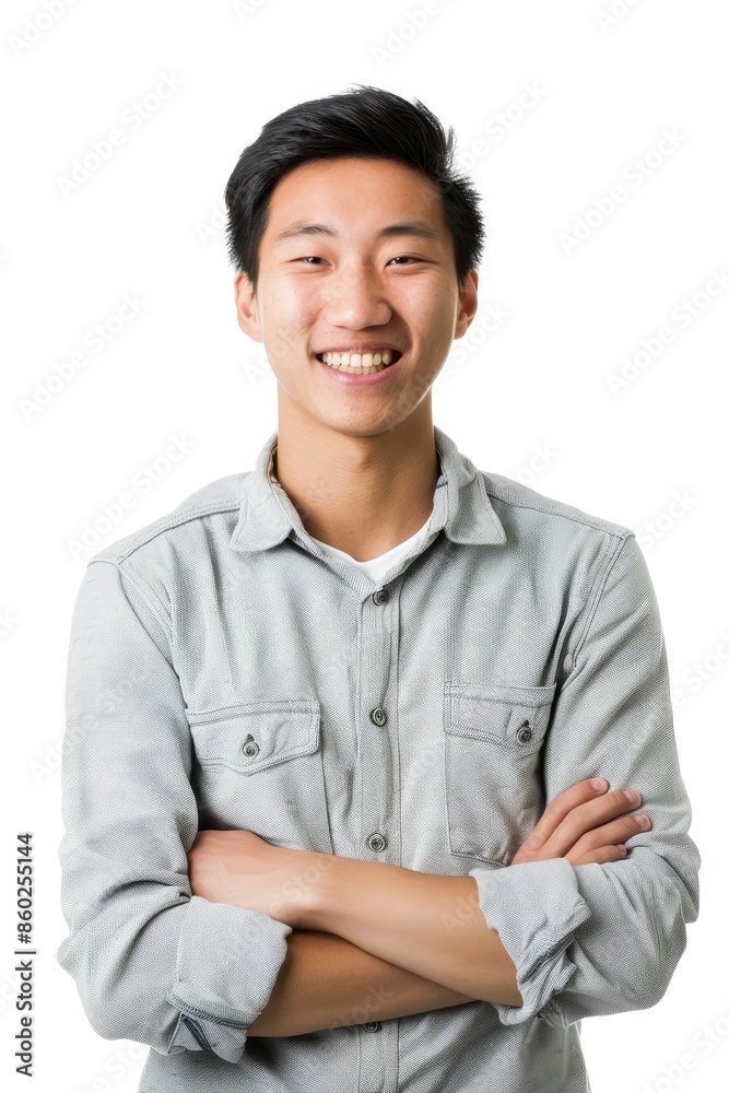portrait of a happy young Asian man isolated on white background - generative ai portrait of a happy young Asian man isolated on white background - generative ai