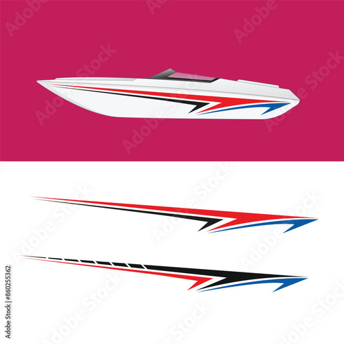 yacht ship wrapping sticker design vector. jet boat vinyl sticker